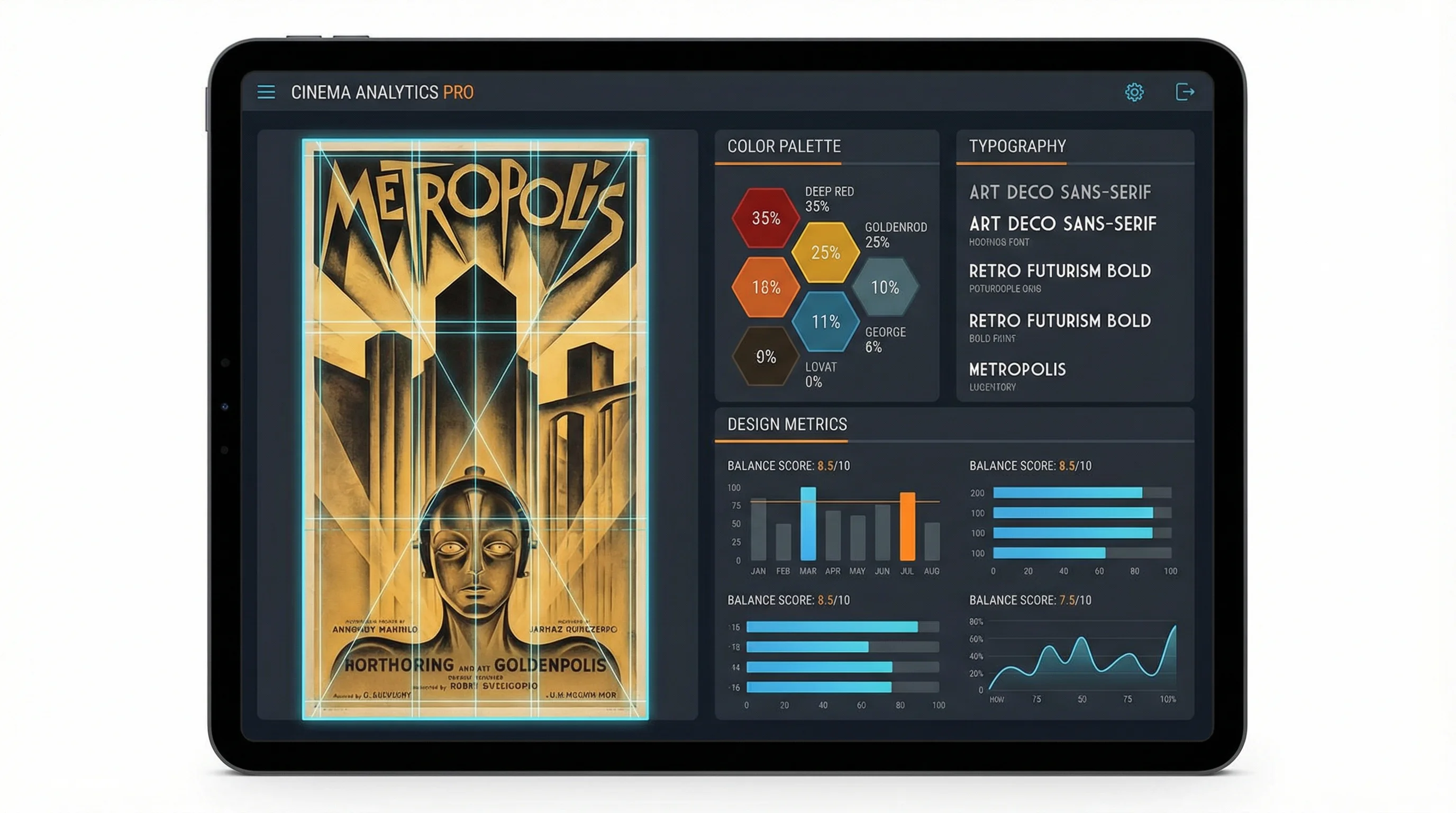 电影海报元素分析工具界面展示色彩构图字体识别功能